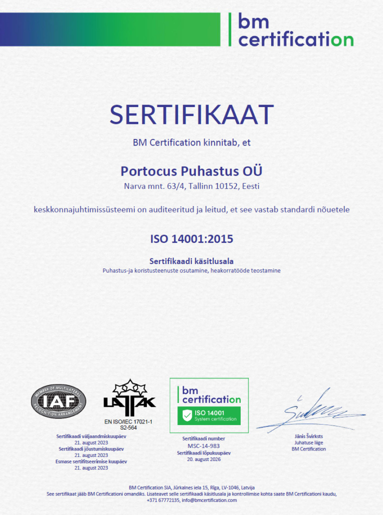 ISO 14001 Certificate EST